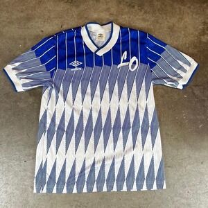 Vintage 90s Umbro blue and white striped jersey Men's Size S